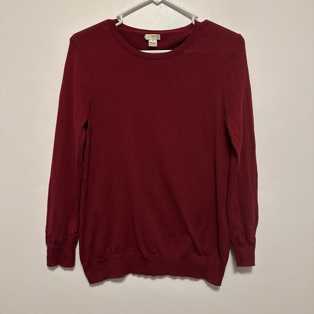 J CREW Burgundy 100% Cotton Long Sleeve Sweate Womens S Preppy Old Money Classic